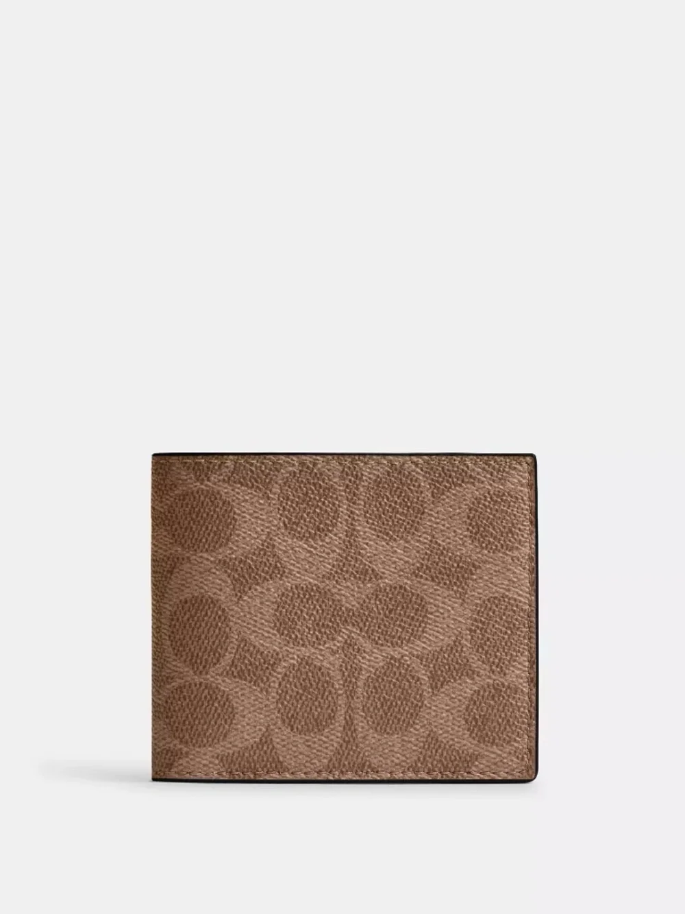 Coach Id Billfold Wallet In Signature Canvas Gunmetal/Tan/Black